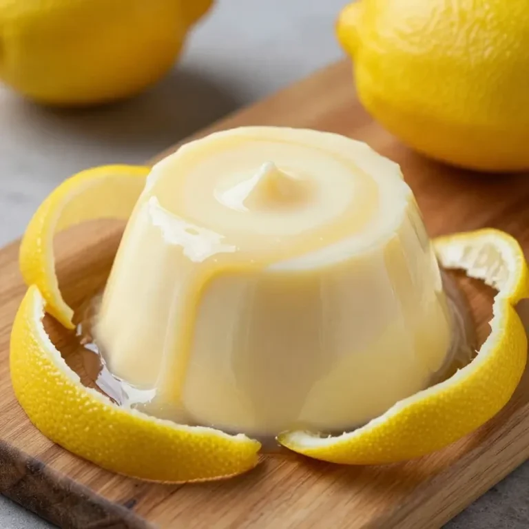 A creamy lemon posset dessert served in a glass with a lemon slice garnish.