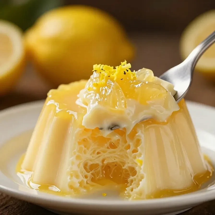 A creamy lemon posset dessert served in a glass with a lemon slice garnish.