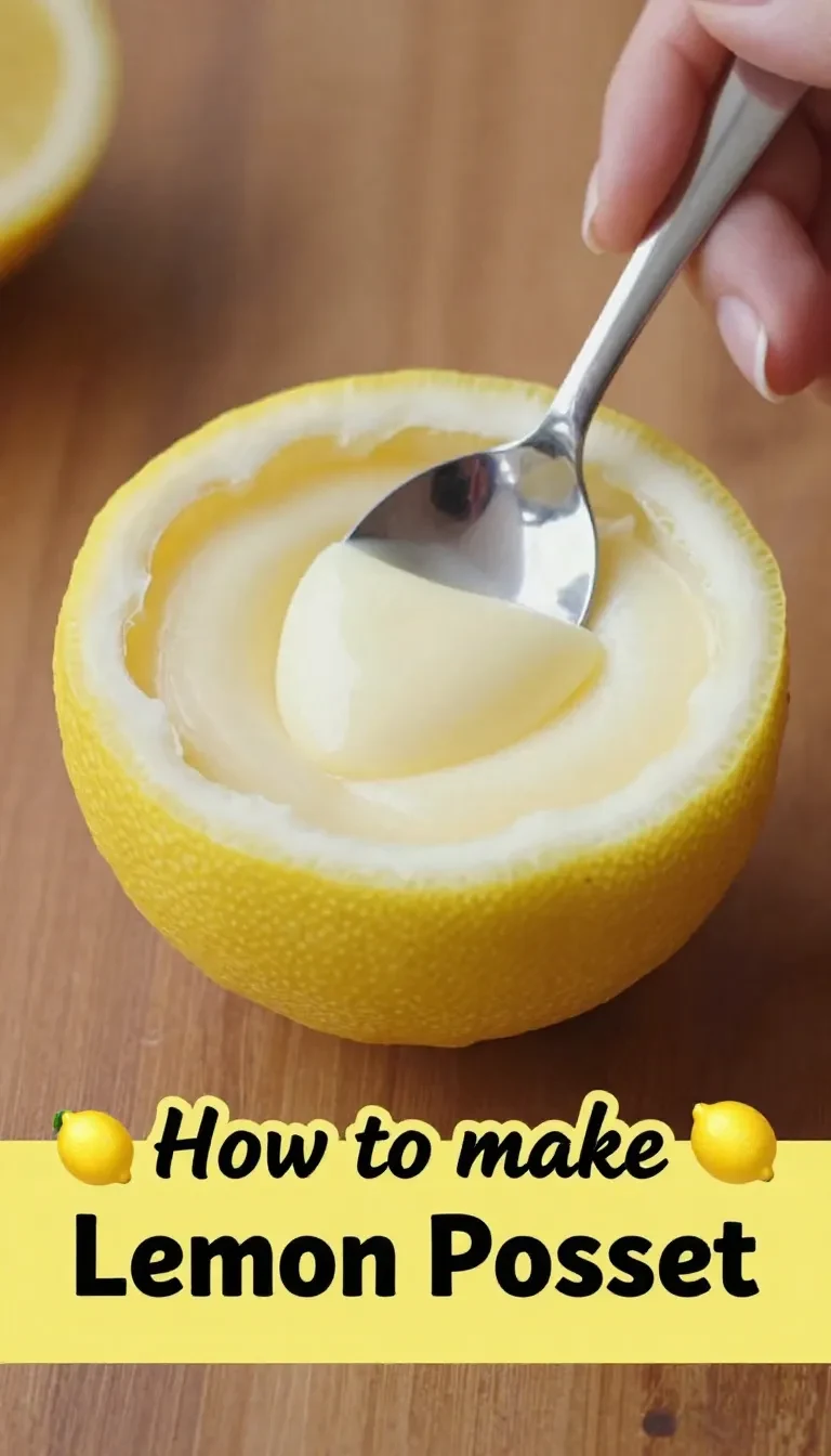 A creamy lemon posset dessert served in a glass with a lemon slice garnish.