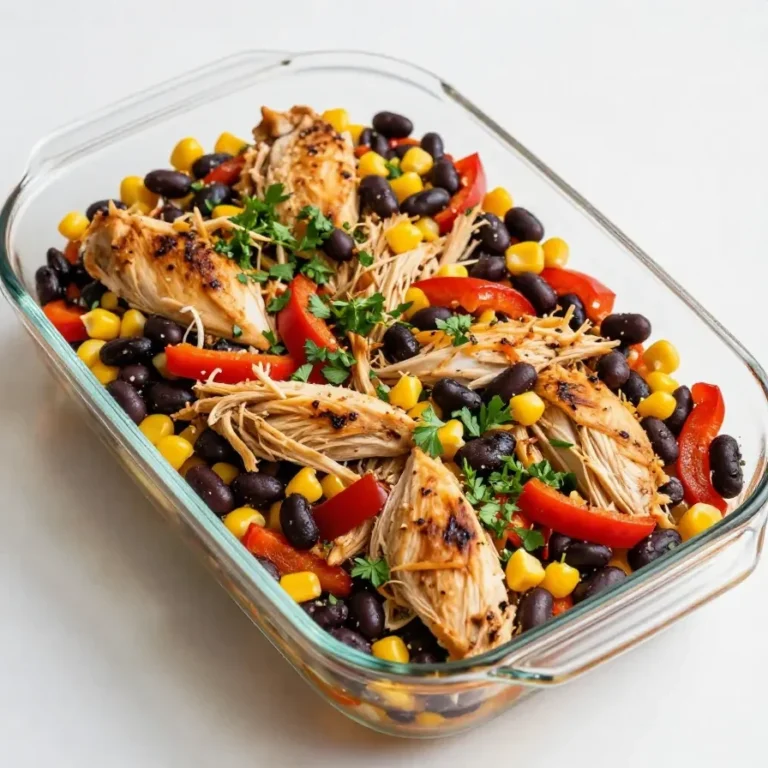 A freshly baked chicken burrito casserole topped with melted cheese and garnished with cilantro.
