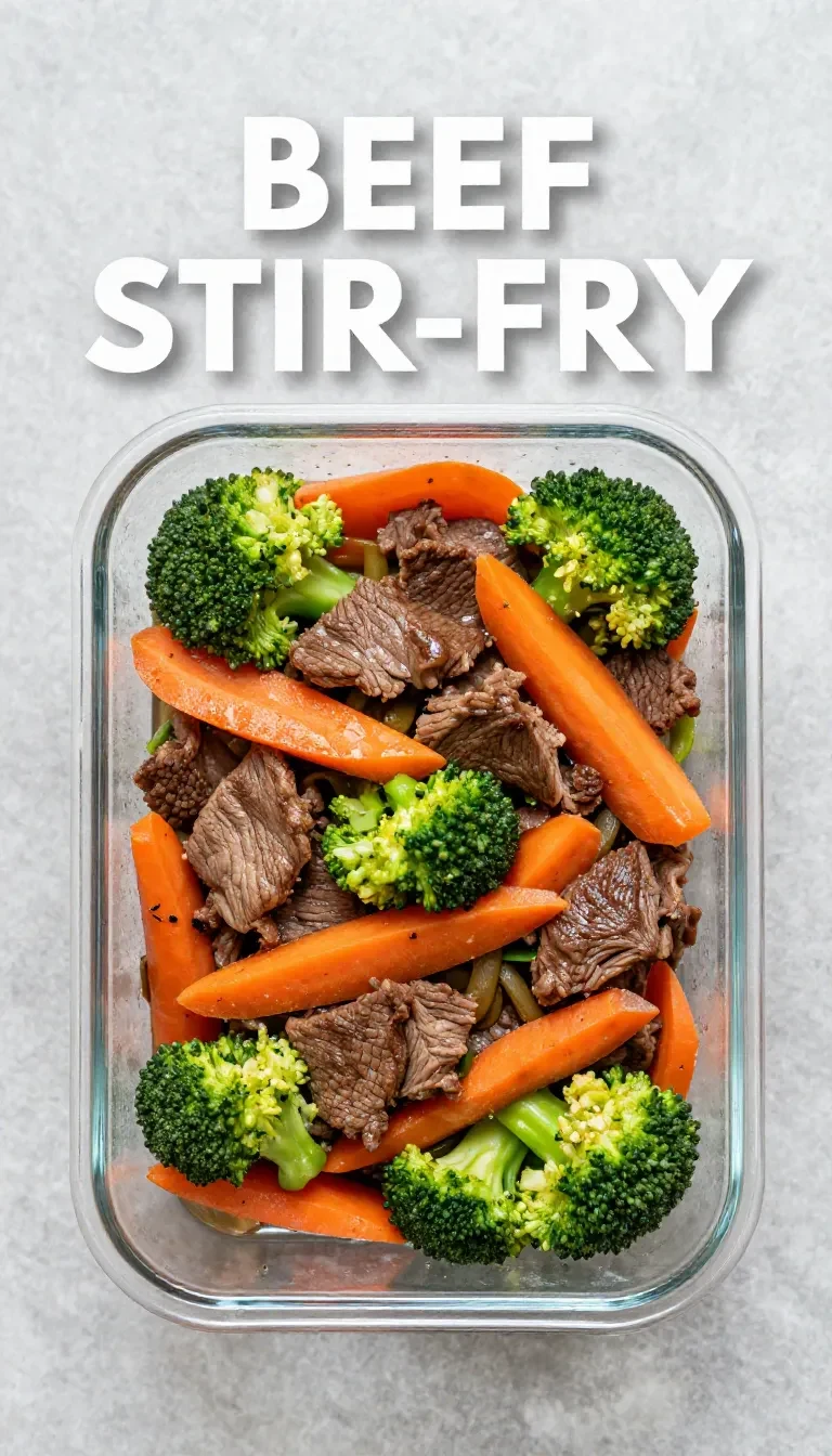 A colorful beef stir fry with vibrant vegetables served in a white bowl.